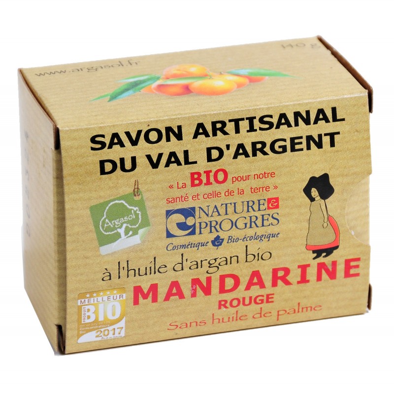 Savon bio artisanal à la Mandarine Rouge - Savonnerie Argasol